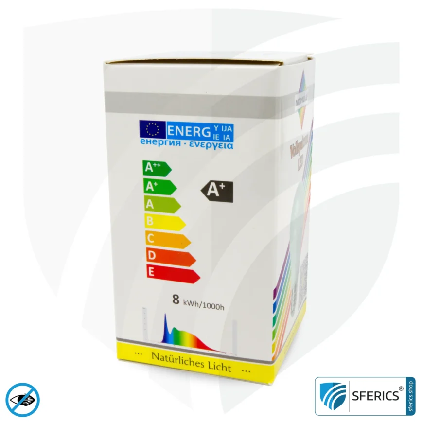 8 Watt LED Vollspektrum | Hell wie 60 Watt, 560 Lumen | CRI 95 | flimmerfrei | Tageslicht | E27 | Business Qualität