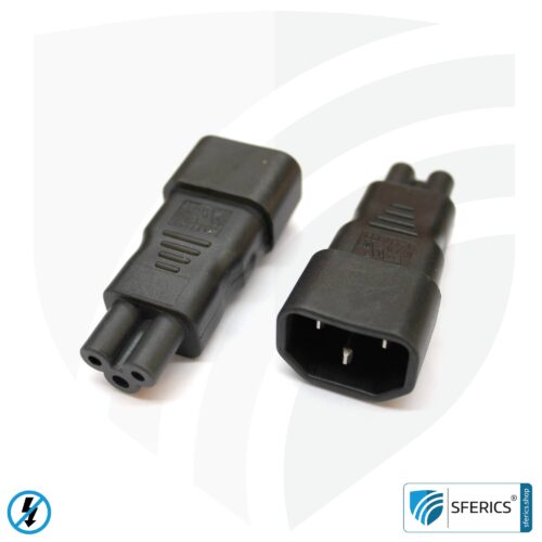 Adapter C13 Stecker auf dreipoligen C5 Stecker | Laptop Klasse