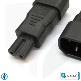 Adapter C13 Stecker auf zweipoligen C7 Stecker | Steckerwechsel fürs Kaltgerätekabel