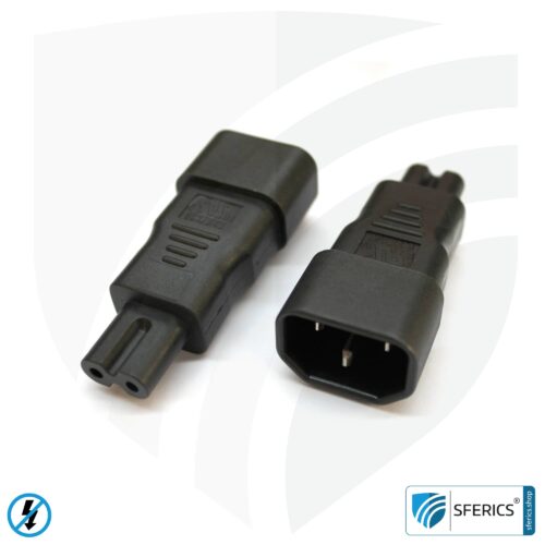 Adapter C13 Stecker auf zweipoligen C7 Stecker | Steckerwechsel fürs Kaltgerätekabel