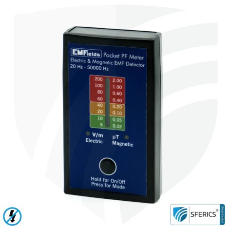 Pocket PF5 Meter | Potentialfreies Niederfrequenz Messgerät für Elektrosmog | Erkennung elektrischer Wechselfelder und Magnetfelder | Messbereich 15 bis 50.000 Hz