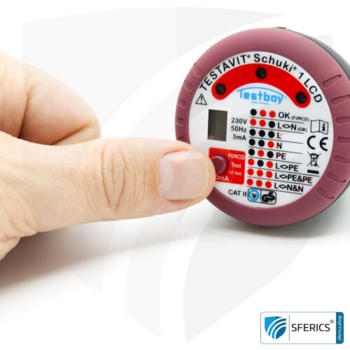 TESTAVIT SCHUKI 1 LCD | Steckdosen Sockel Tester mit FI Auslösung | Schneller Check der Erdung, Verdrahtung und FI Schutzschalter.