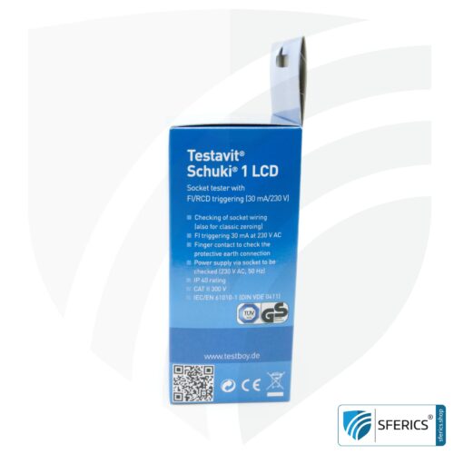 TESTAVIT SCHUKI 1 LCD | Steckdosen Sockel Tester mit FI Auslösung | Schneller Check der Erdung, Verdrahtung und FI Schutzschalter.