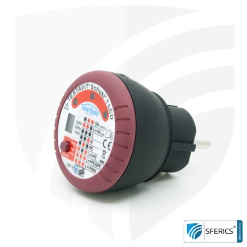 TESTAVIT SCHUKI 1 LCD | Steckdosen Sockel Tester mit FI Auslösung | Schneller Check der Erdung, Verdrahtung und FI Schutzschalter.