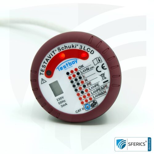 TESTAVIT SCHUKI 3 LCD | Steckdosen Sockel Prüfgerät | Schneller Check der Erdung und Verdrahtung