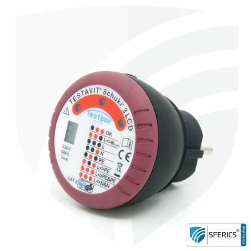 TESTAVIT SCHUKI 3 LCD | Steckdosen Sockel Prüfgerät | Schneller Check der Erdung und Verdrahtung