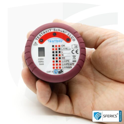 TESTAVIT SCHUKI 3 LCD | Steckdosen Sockel Prüfgerät | Schneller Check der Erdung und Verdrahtung
