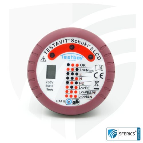 TESTAVIT SCHUKI 3 LCD | Steckdosen Sockel Prüfgerät | Schneller Check der Erdung und Verdrahtung