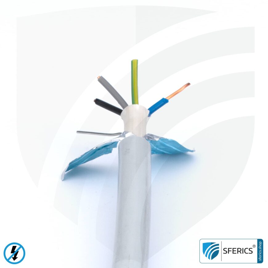 (N)HXMH(St)-J 5x 1,5 mm² geschirmtes Verlegekabel | halogenfrei | weichmacherfrei | Elektrokabel zur Abschirmung elektrischer Wechselfelder NF