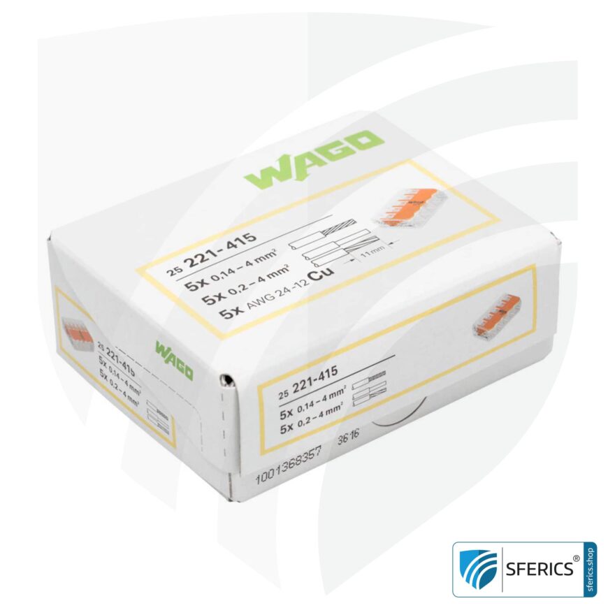 WAGO Klemmen 50 Stück - 2-Leiter Push-Wire Klemmen 1-2,5mm² 24A 400V