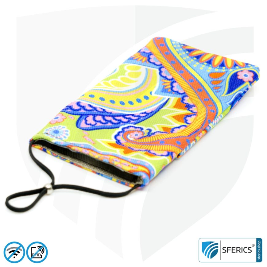 Handyhülle eWall für das Smartphone | Unikat im Design REGENBOGEN.BLUME | Anti Elektrosmog inkl. 5G | 3in1 Schutz inkl. RFID Blocker | Handytasche für iPhone, Android, ... | XXL