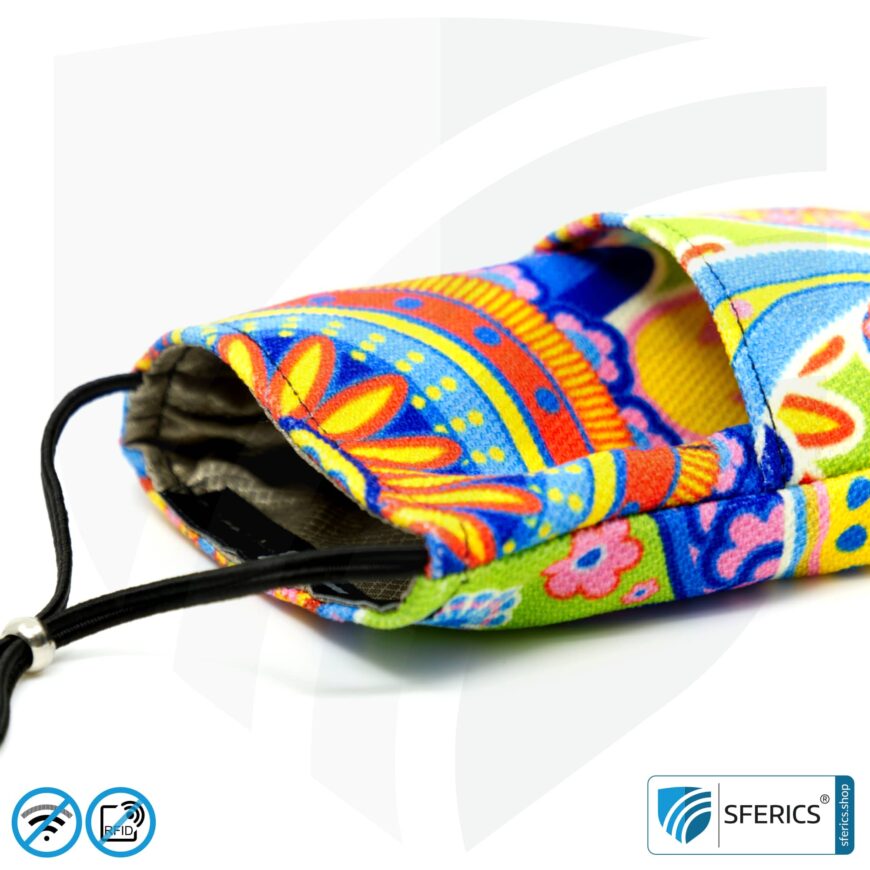 Handyhülle eWall für das Smartphone | Unikat im Design REGENBOGEN.BLUME | Anti Elektrosmog inkl. 5G | 3in1 Schutz inkl. RFID Blocker | Handytasche für iPhone, Android, ... | XXL