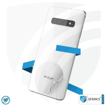 FAZUP Antennen Patch | SILBER | Innovative Technologie gegen Elektrosmog | Schützt vor unnötig hoher Bestrahlung durch’s eigene Mobiltelefon | Keine Esoterik oder Harmonisierung. Reduktion ist messbar!