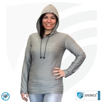 Abschirmender Hoodie bzw. Kapuzenpullover | Schutz bis 50 dB vor HF Elektrosmog (Handy, WLAN, LTE) | Ideal für elektrosensible Menschen | Wirkungsvoll gegen 5G!
