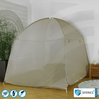 Abschirmzelt SAFECAVE Superking | Anti Elektrosmog Vollschutz | Mobiler Strahlenschutz gegen WLAN, Handy, LTE, 5G, ... mit Wirkungsgrad über 99,99 % (42 dB) | frei stehend, ohne Deckenaufhängung | NF erdbar