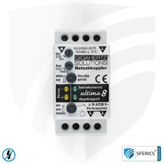 Netzabkoppler Ultima 8 | für Standbygeräte wie z.B. Rolladensteuerungen | inklusive Prüf-LED, Netzfilter x25 und Grundlastwiderstand