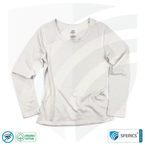 Abschirmendes ANTIWAVE Shirt für Damen | Langarm | Schutz bis zu 30 dB vor HF Elektrosmog (Handy, WLAN, LTE) | Ideal für elektrosensible Menschen