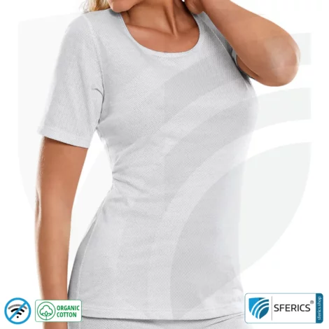 Abschirmendes ANTIWAVE Shirt für Damen | 1/4 Kurzarm | Schutz bis zu 30 dB vor HF Elektrosmog (Handy, WLAN, LTE) | Ideal für elektrosensible Menschen