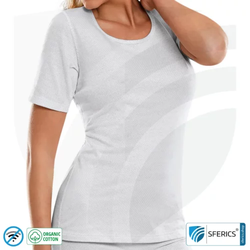 Abschirmendes ANTIWAVE Shirt für Damen | Kurzarm | Schutz bis zu 30 dB vor HF Elektrosmog (Handy, WLAN, LTE) | Ideal für elektrosensible Menschen