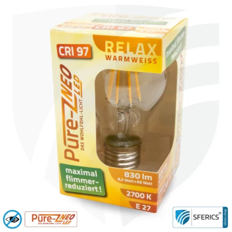 8,2 Watt LED Filament Pure-Z NEO | Hell wie 66 Watt, 830 Lumen | CRI 97 | flimmerfrei | warmweiß | E27 | klar