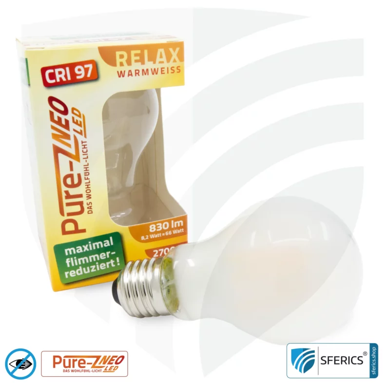 8,2 Watt LED Filament Pure-Z NEO | Hell wie 66 Watt, 830 Lumen | CRI 97 | flimmerfrei | warmweiß | E27 | matt