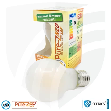 8,2 Watt LED Filament Pure-Z NEO | Hell wie 66 Watt, 830 Lumen | CRI 97 | flimmerfrei | warmweiß | E27 | matt