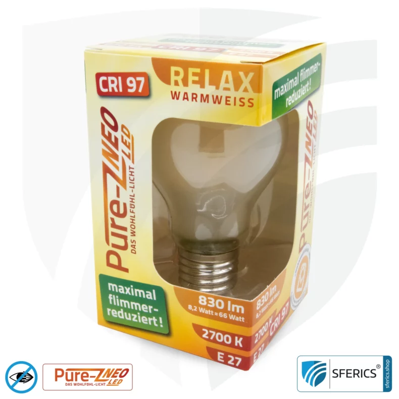 8,2 Watt LED Filament Pure-Z NEO | Hell wie 66 Watt, 830 Lumen | CRI 97 | flimmerfrei | warmweiß | E27 | matt