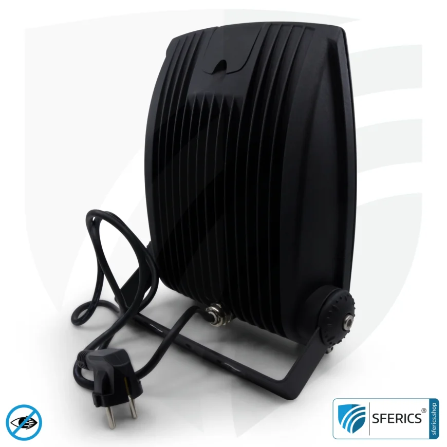 LED Fluter mit Haltebügel, schwarz | 35 Watt Vollspektrum Tageslicht | Schutzklasse IP65 | 3000 Lumen | flimmerfrei | CRI 95 | ideal für große natürliche Helligkeit in großen Räumen bzw. als indirekter Deckenfluter