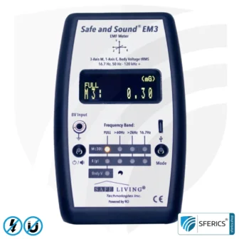 Safe & Sound EM3 Detektor | Frequenzbereich 16 Hz - 120 kHz | Hohe Empfindlichkeit ab 1 nT (0,01 mG) | 3D Magnetfeldmessung