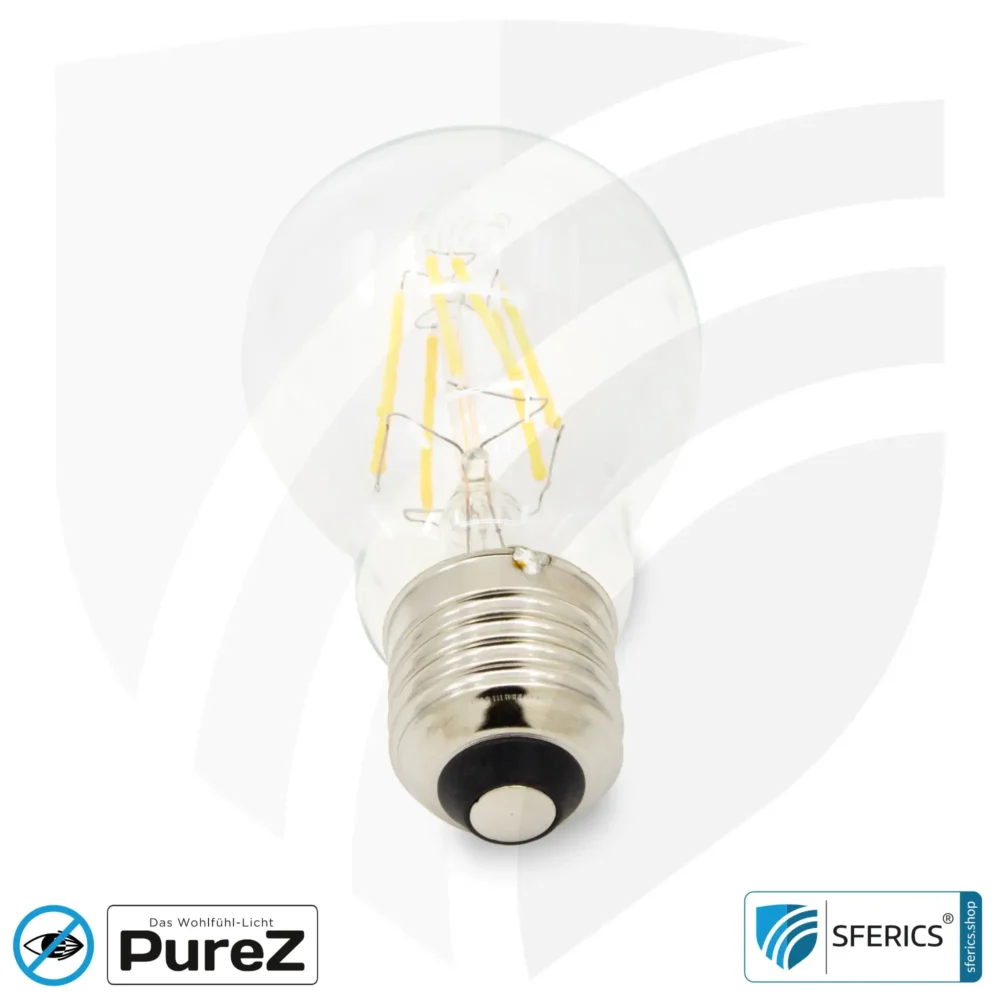 6,4 Watt LED Filament Pure-Z NEO | Hell wie 55 Watt, 650 Lumen | CRI 97 | flimmerfrei | warmweiß | E27 | klar