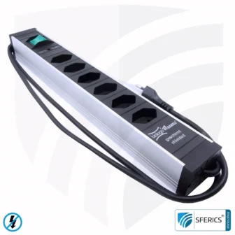 Steckdosenleiste 6-fach, geschirmt NF | mit Ein/Aus Schalter | Stecker-Typ J für die Schweiz, Liechtenstein, usw.